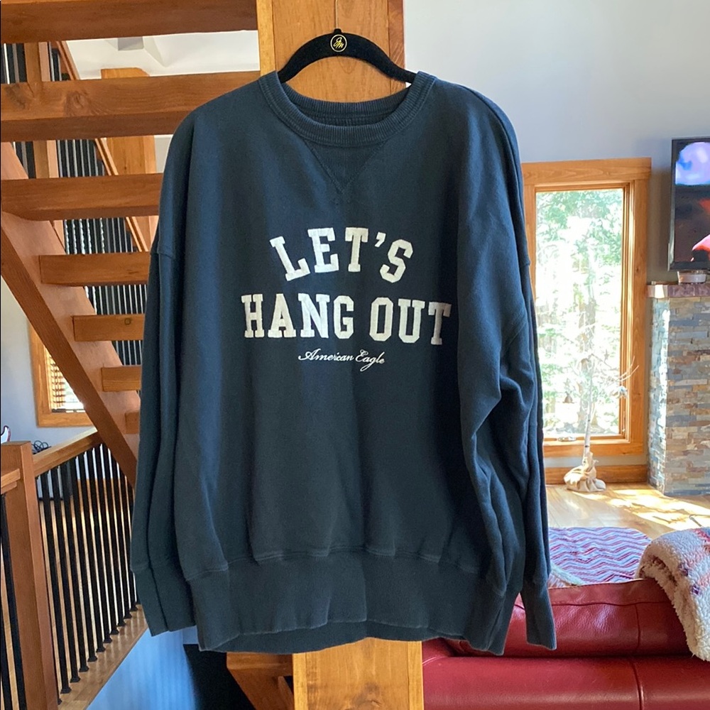 American Eagle Black Men's Sweatshirt in Medium